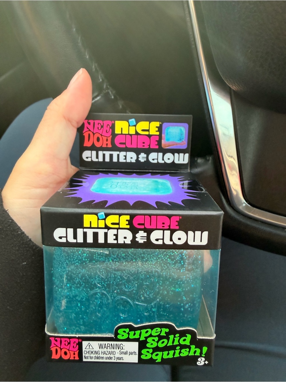 Nice Cube Glitter & Glow Teal Squishy Sensory Toy